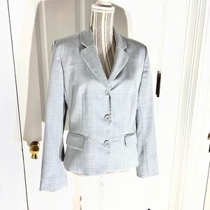 Women's Gray Blazer body by Victoria size 10 career button shoulder pads B381